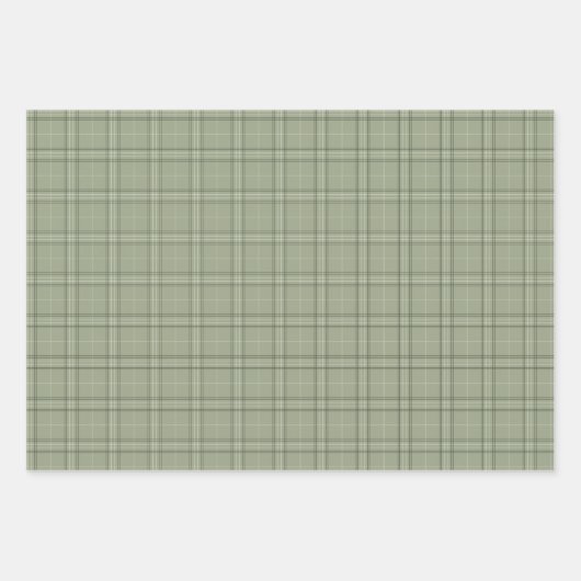Pine Deer Kariert - Salbei, grüner Tartan. Geschenkpapier Set (Vorderseite)