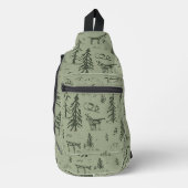 Pine Deer Lake Life - Salbei, grünes Waldmuster. Crossbody Bag (Vorderseite)