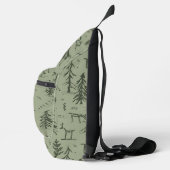 Pine Deer Lake Life - Salbei, grünes Waldmuster. Crossbody Bag (Rechts)