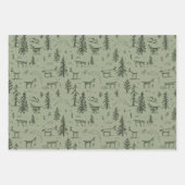Pine Deer Lake Life - Salbei, grünes Waldmuster. Geschenkpapier Set (Vorderseite 2)