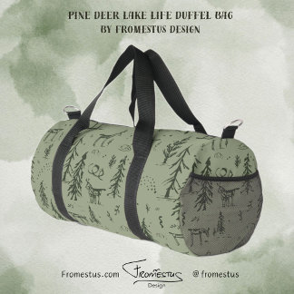 Pine Deer Lake Life - salbeigrünes Waldmuster. Duffle Bag