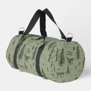 Pine Deer Lake Life - salbeigrünes Waldmuster. Duffle Bag