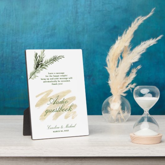 Pine, Emerald und Gold Audio Guestbook Fotoplatte (Seite)