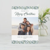 Pine Eucalyptus Foliage Weihnachtsfeiertag Foto Feiertagskarte (Stehend Vorderseite)