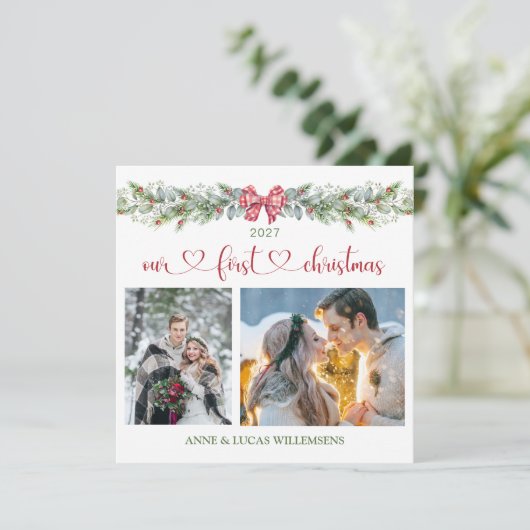 Pine Eukalyptus Unsere 1. Weihnachtskarte für das (Stehend Vorderseite)
