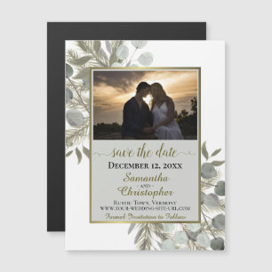 Pine Eukalyptus Wedding Save the Date Foto Gray Magneteinladung