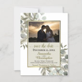 Pine Eukalyptus Wedding Save the Date Foto Tan Magneteinladung (Vorderseite)