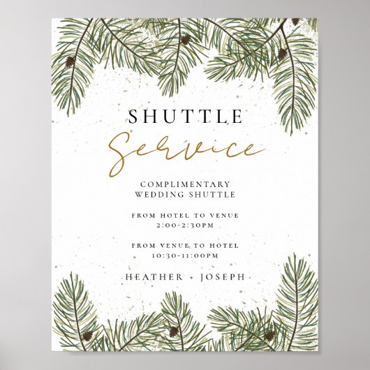 Pine Festive Wedding Shuttle Service-Zeichen Poster (Vorne)