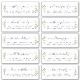 Pine Foliage Wedding Guest Address Labels