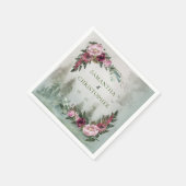 Pine Forest Dusty Rose Wasserfarbenprägung Serviette (Ecke)