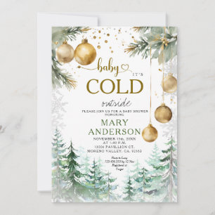 Pine Forest Gold Ornamente Weihnachtsdusche Einladung