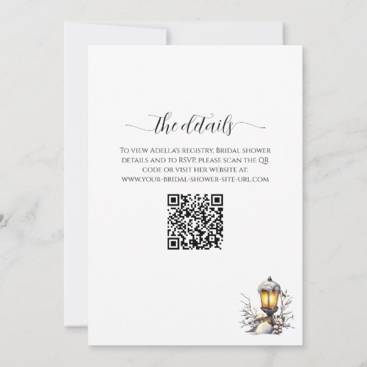 Pine Forest in Snow Elegantes Brautparty Einladung (Rückseite)