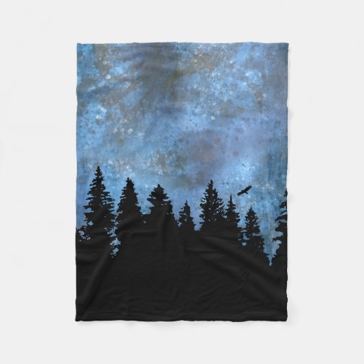 Pine Forest Night Fleecedecke (Vorderseite)