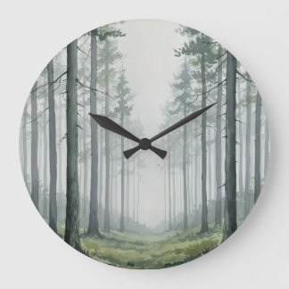 Pine Forest Wall Clock - ruhige Natur Große Wanduhr