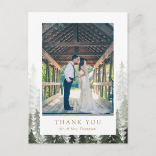 Pine Forest Wedding Vielen Dank Postkarte