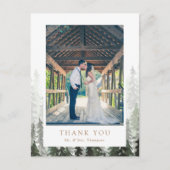 Pine Forest Wedding Vielen Dank Postkarte (Vorderseite)