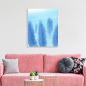 Pine Forest Winter Trees Lilac Blue Wasserfarbe Leinwanddruck (Insitu (Wohnzimmer))