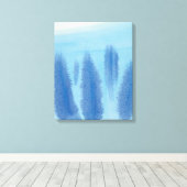 Pine Forest Winter Trees Lilac Blue Wasserfarbe Leinwanddruck (Insitu (Holzboden))