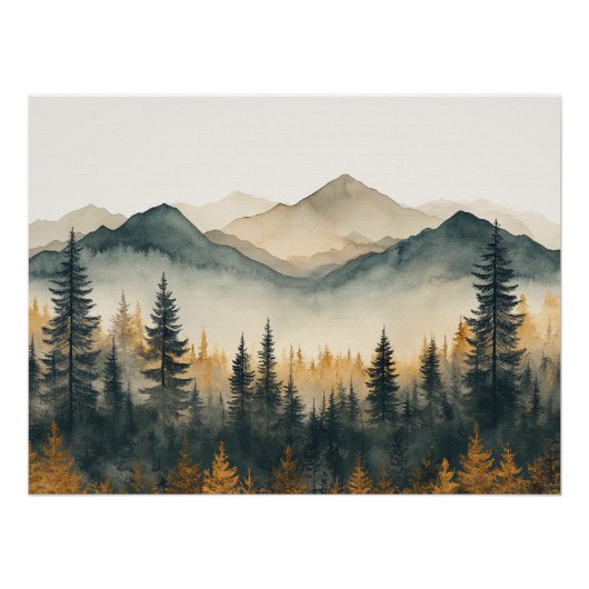 Pine Forest Zen Minimalist Wall Art Poster (Vorderseite)