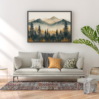 Pine Forest Zen Minimalist Wall Art Poster