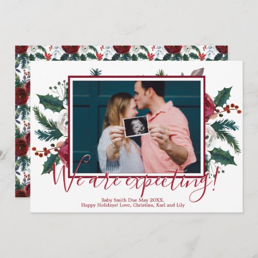 Pine Foto Weihnachten Schwangerschaft Ankündigung (Vorne/Hinten)