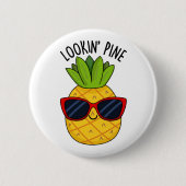 Pine Funny Pineapppun schauend Button (Vorderseite)