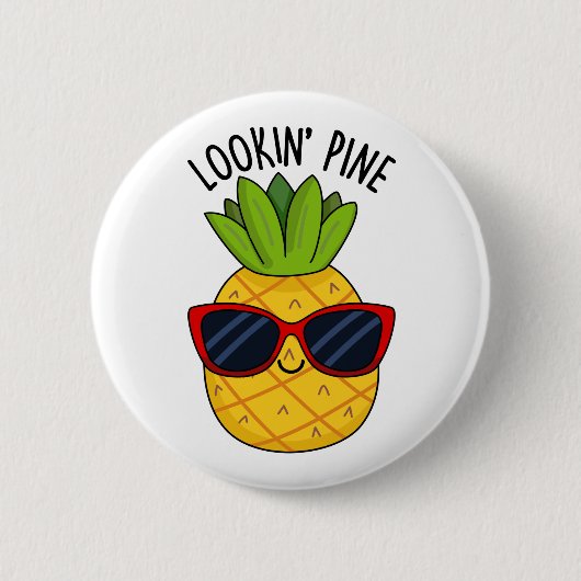Pine Funny Pineapppun schauend Button (Vorderseite)
