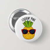 Pine Funny Pineapppun schauend Button (Vorne & Hinten)