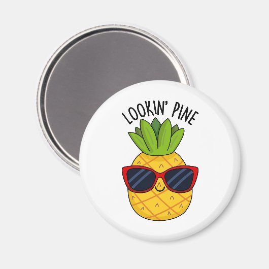 Pine Funny Pineapppun schauend Magnet (Vorderseite/Rückseite)