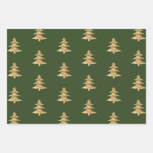 Pine Gold Weihnachtsbaum Streifen Sparkle Geschenkpapier Set (Vorderseite)