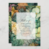 Pine Green and Soft Browns Floral Winter Wedding Einladung (Vorne/Hinten)