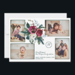 Pine Green Christmas Classy Monogram Foto Collage Feiertagskarte<br><div class="desc">Laden Sie zwei horizontale und zwei vertikale Fotos hoch,  fügen Sie Ihre Signatur,  Ihren Familiennamen monogramm und Datum und senden Sie diese schöne klassische,  elegante und traditionelle Weihnachtsfeiertagskarte mit einem großen saisonalen Blumenstrauß in roter bordeauxfarbener Garnette und Pine Green Farbpalette.            Geometrisches Muster auf der Rückseite.</div>