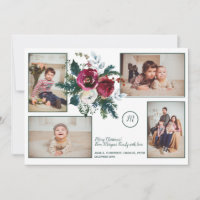 Pine Green Christmas Classy Monogram Foto Collage