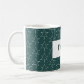 Pine Green Christmas Stars Muster Mit Monogramm Kaffeetasse (Links)