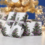 Pine Green Christmas Tree mit Lila Licht Geschenkpapier<br><div class="desc">Moderner Winterkiefer mit Lila Glühpapier.</div>
