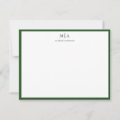 Pine Green Classic Border Monogram Korrespondenz Mitteilungskarte (Vorderseite)