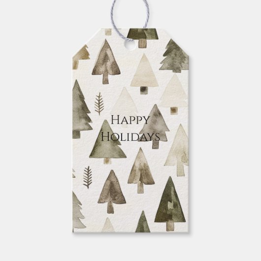 Pine Green Cream Christmas Trees Geschenkanhänger (Vorderseite)