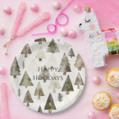 Pine Green Cream Christmas Trees Pappteller (Party)