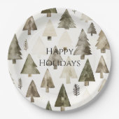 Pine Green Cream Christmas Trees Pappteller (Vorderseite)