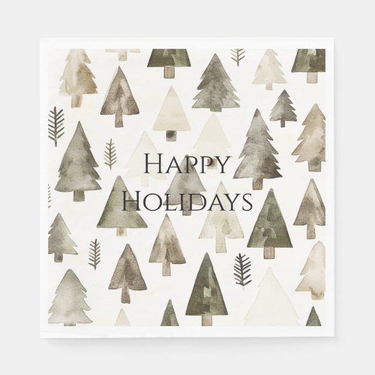 Pine Green Cream Christmas Trees Serviette (Vorderseite)