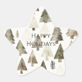 Pine Green Cream Christmas Trees Stern-Aufkleber (Vorderseite)