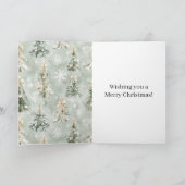 Pine Green Cream Mint Christmas Trees & Snowflakes Karte (Innenseite)