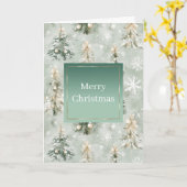 Pine Green Cream Mint Christmas Trees & Snowflakes Karte (Gelbe Blume)