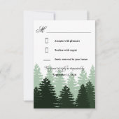 Pine Green Enchanted Forest Wedding RSVP Cards (Rückseite)