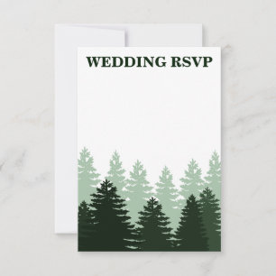 Pine Green Enchanted Forest Wedding RSVP Cards Karte