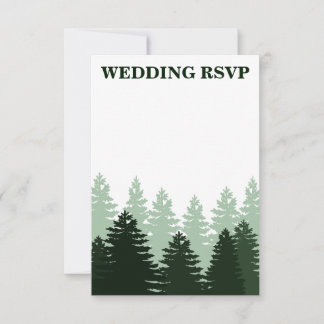 Pine Green Enchanted Forest Wedding RSVP Cards Karte