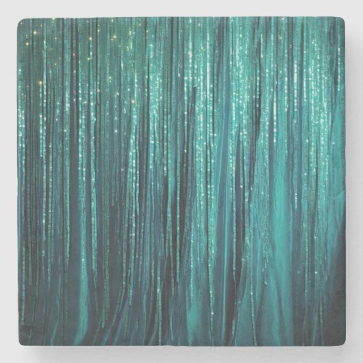 Pine Green Glam Glitzy Tinsel Streifen Steinuntersetzer (Vorderseite)