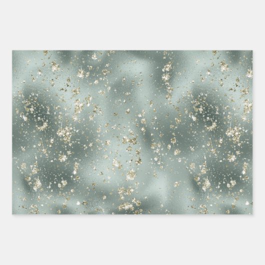 Pine Green Gold Glitzer Geschenkpapier Set (Vorderseite 2)