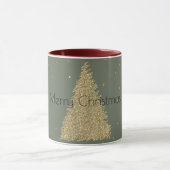 Pine Green Gold Glitzer Sparkle Weihnachtsbaum Tasse (Zentrum)