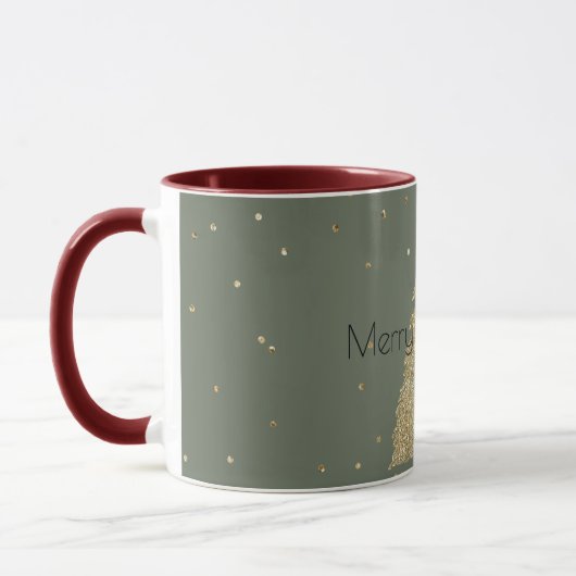 Pine Green Gold Glitzer Sparkle Weihnachtsbaum Tasse (Links)